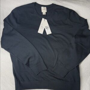 Calvin Klein Navy Crewneck Extra Fine Merino Wool Sweater - Large